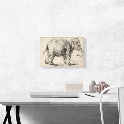 «An Elephant 1637» par Rembrandt van Rijn, reproduction d'art sur toile tendue