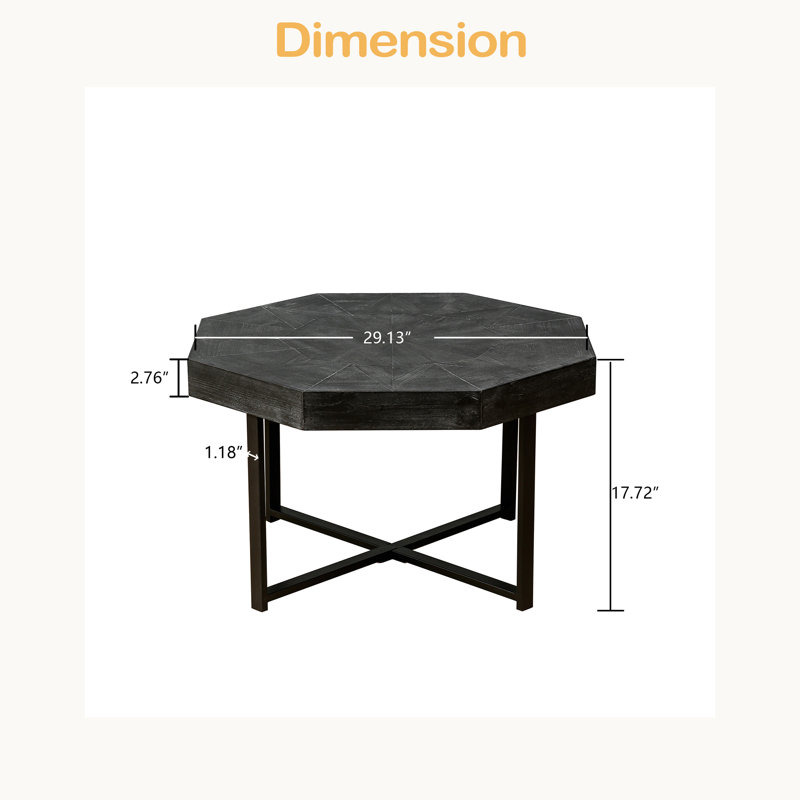 Table basse en bois à motif de patchwork rétro, Noir antique