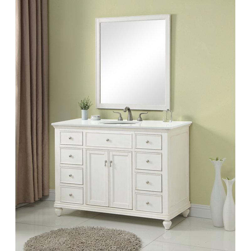 Otto 48'' Single Bathroom Vanity with Top, Antique White, Ivory White