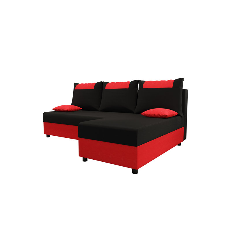Silvy 3 Seater Corner Sofa , Right-sided, Black/Red