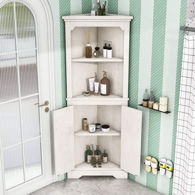 Grande armoire d'angle avec portes, Grain de bois beige