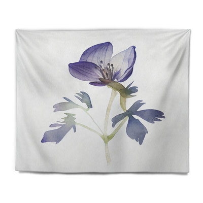 Blue Vintage Flower Blooming II Polyester Tapestry