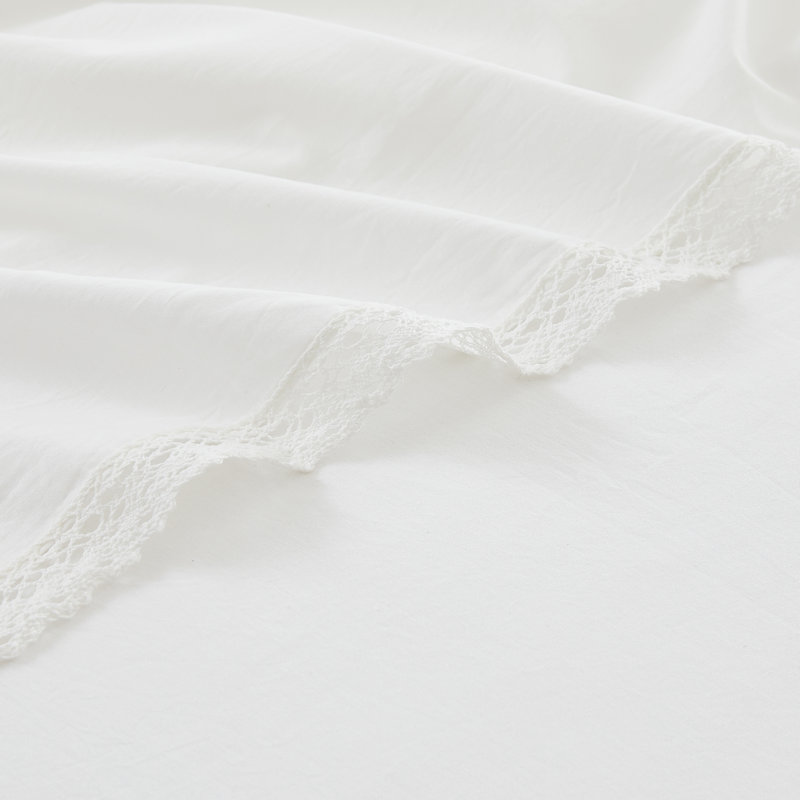 Ensemble de draps en coton blanc Evelyn, Ensemble de draps pour très grand lit