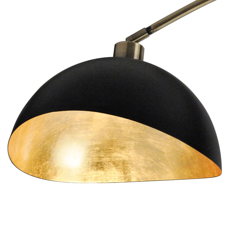 Luna Bella 3-Light Arc Floor Lamp - Matte Black, Weathered Brass, Gold Leaf, Black Marble Base, Dimmer Switch