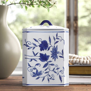 Kitchen Counter Canister Set Ceramic White Dry Food Storage Vine Floral  Design