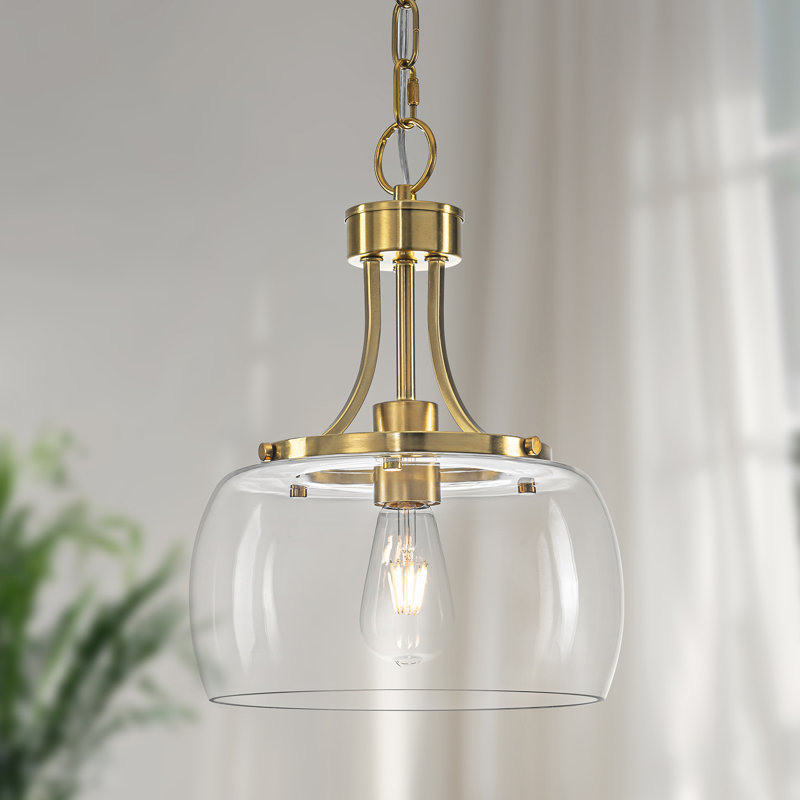 Luminaire suspendu moderne en verre transparent , Doré