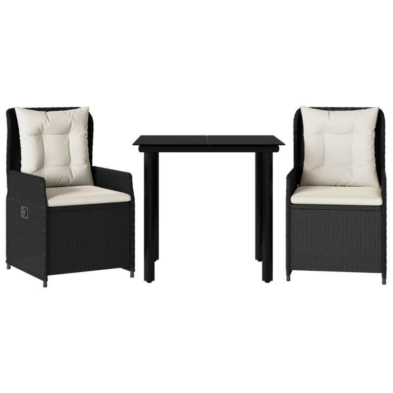  Garden Dining Set Black, Cream White