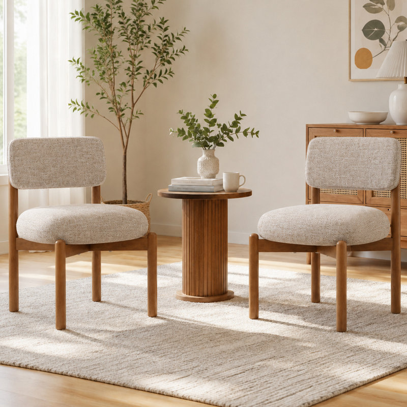 Chaise de salle à manger moderne en mélange de lin et de kaki, Gris
