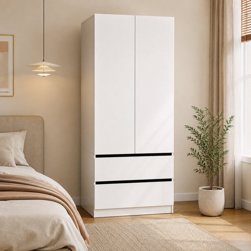 75" Armoire Wardrobe Closet with 2 Drawers
