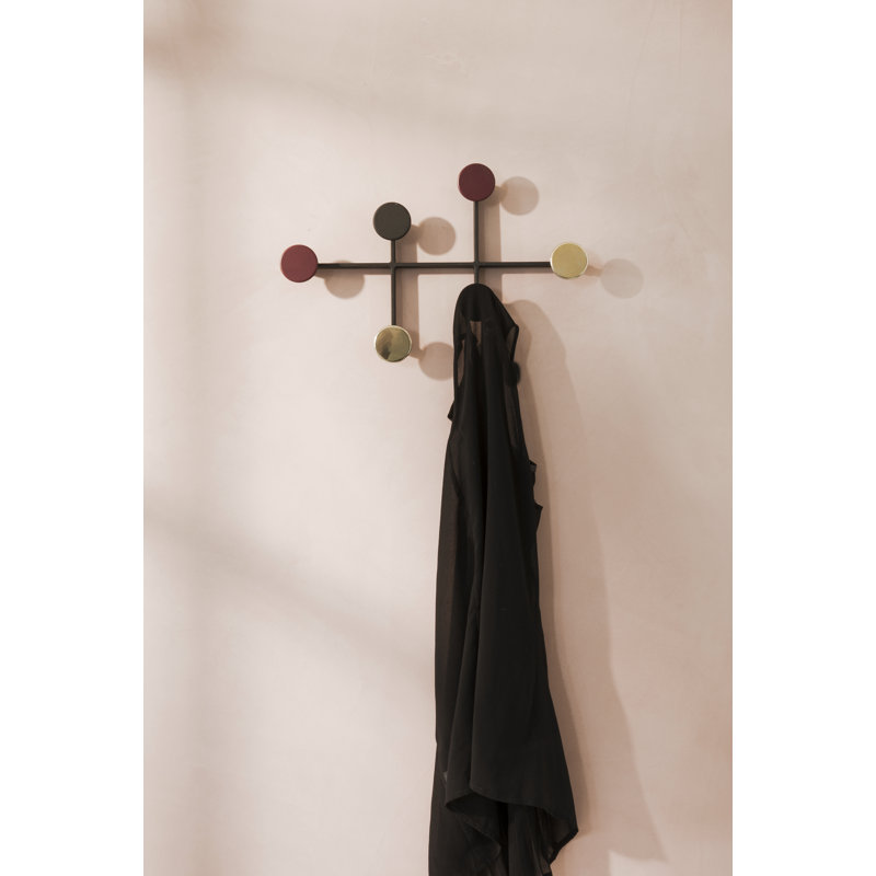 Afteroom Studio 6 - Hook Wall Mounted Coat Rack, Black/Brass