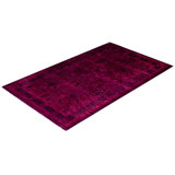 Overdyed Hand-Knotted Wool Modern-Contemporary Purple Area Rug 2' 10" x 5' 1"