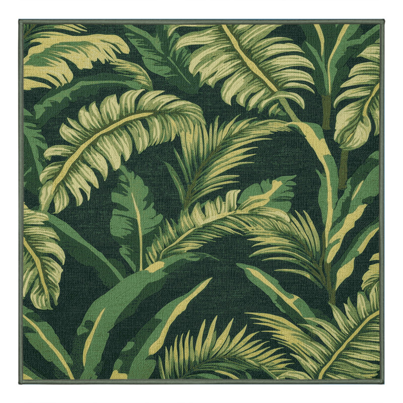  Tapis lavable hawaïen à feuilles de bananier, Carré 6 pi