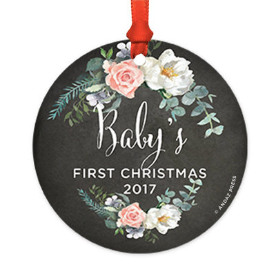 Ornement rond en forme de fleur de noël de tableau en métal