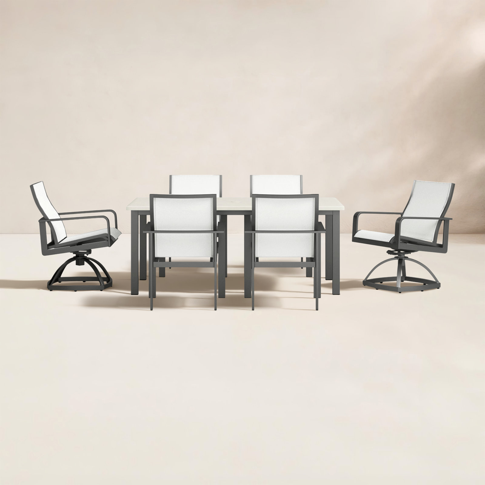 72" Patio Dining Set, Silver