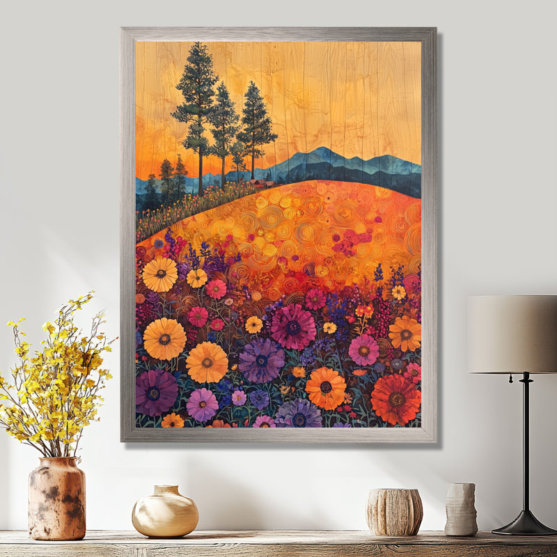 Beames - Art mural floral, Argent argent, H 20 po x l 12 po, Reproduction encadrée d'une seule photo