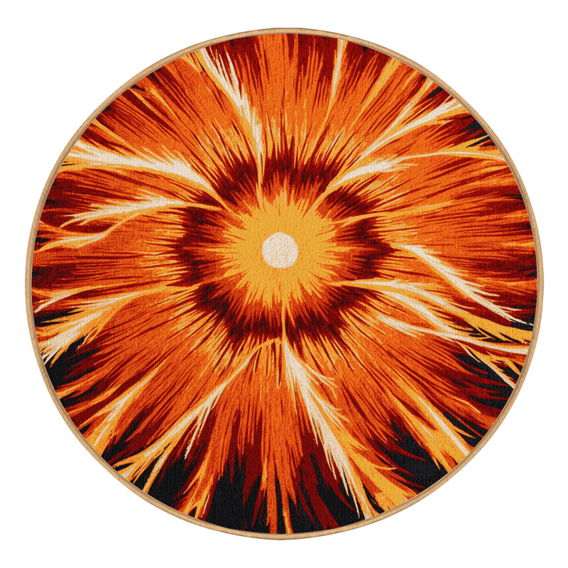 Tapis brun lavable à la machine, Rond 5 pi