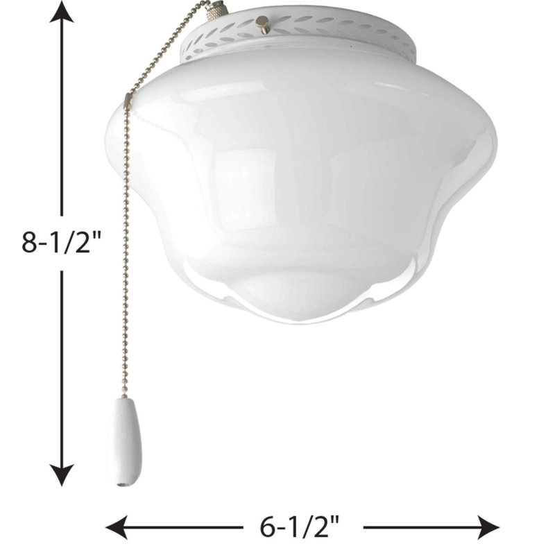 1-Light Universal Ceiling Fan Schoolhouse Light Kit, White