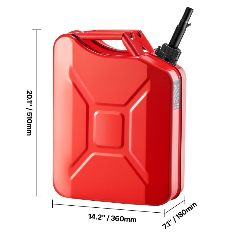 Metal Fuel Container, 20 L, Fuel Jerry Can with Spout and Comfort Handle, 6 L/min Max Flow Rate, Leakproof & Corrosion-resistant Metal Gas Tank Most Cars Motorcycle ATV UTV, Red