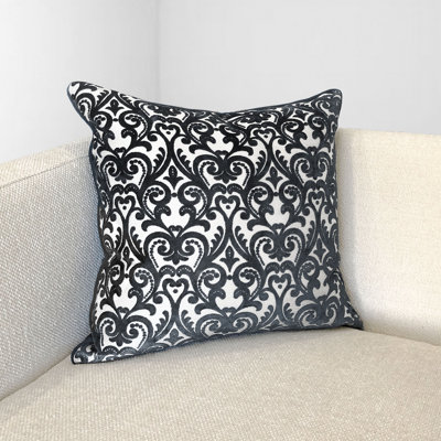 Square Feathers Damask Throw Pillow