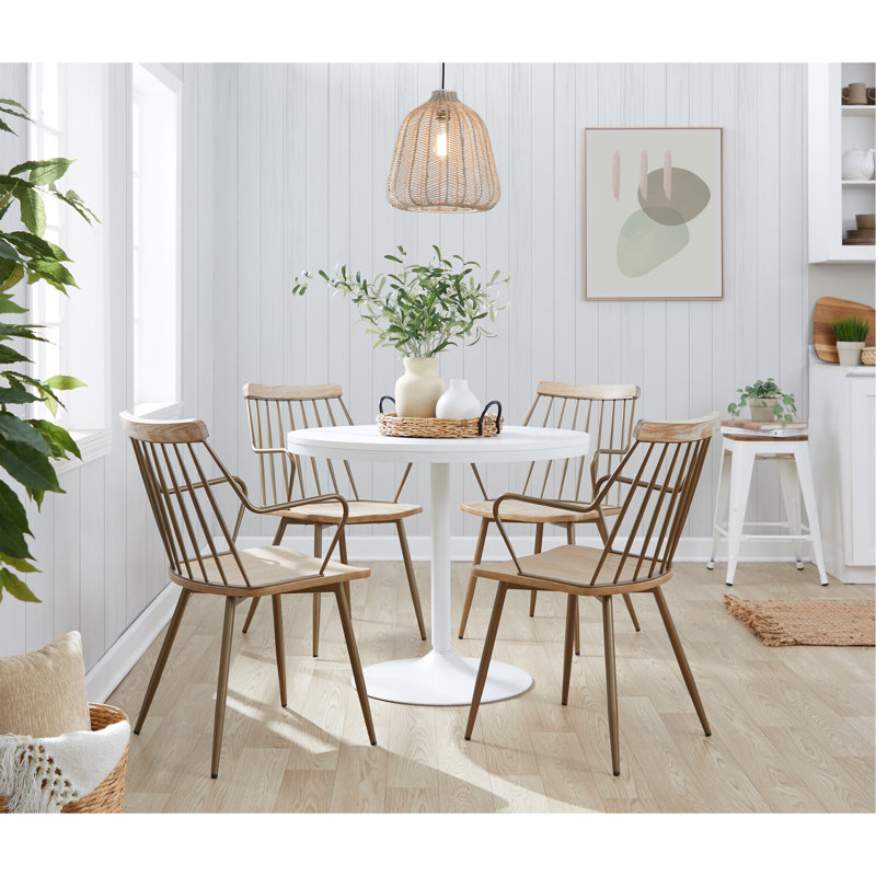 Chaise en cuivre antique et bois blanchi