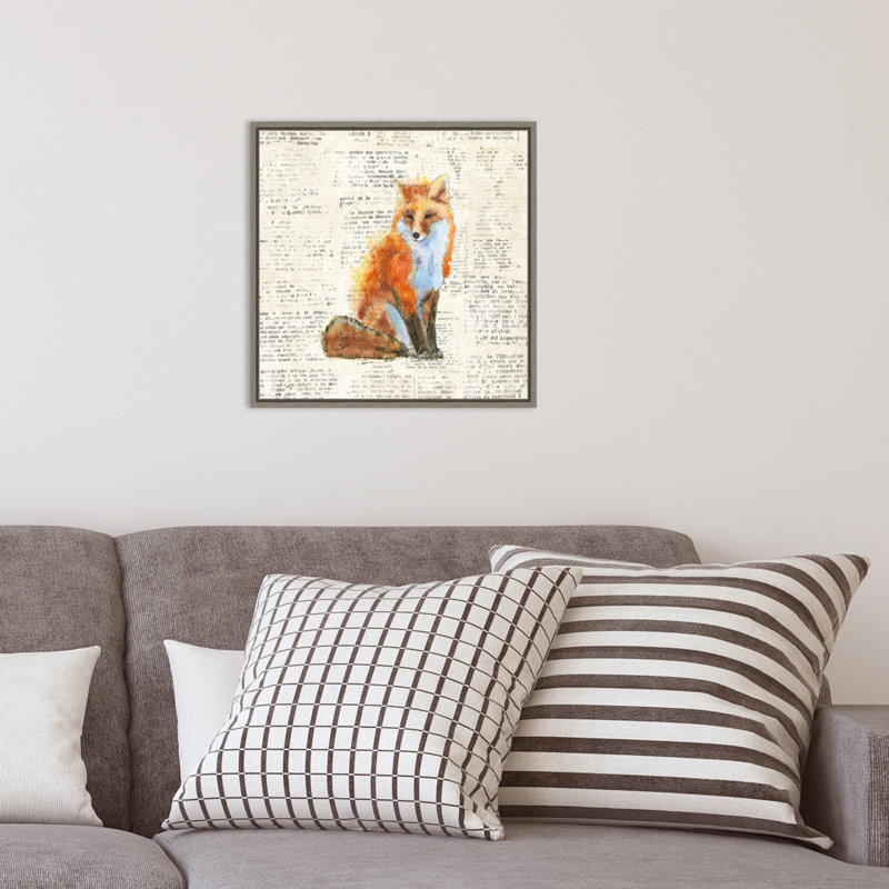 «Into the Woods IV No Border (Fox)» par Emily Adams - reproduction de cadre flottant sur toile, H 16 po x l 16 po x P 1,87 po