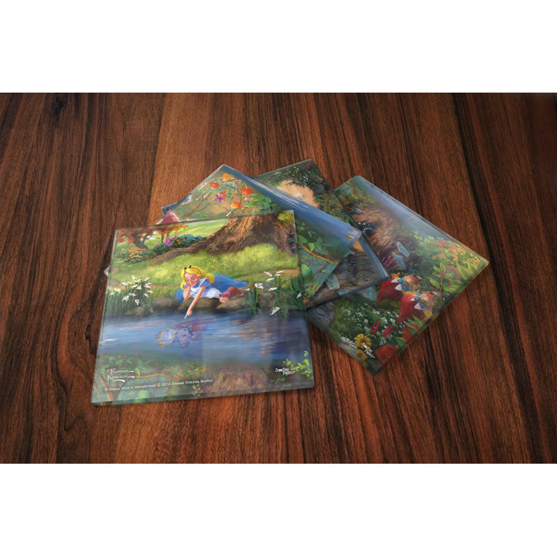 Sous-verre en verre wonderland disney alice