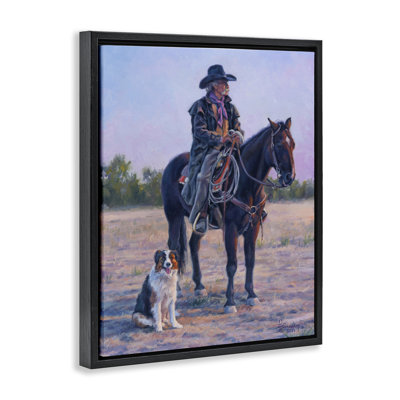 «Old Timers Cowboy», reproduction d'art encadrée sur toile flottante par David Graham