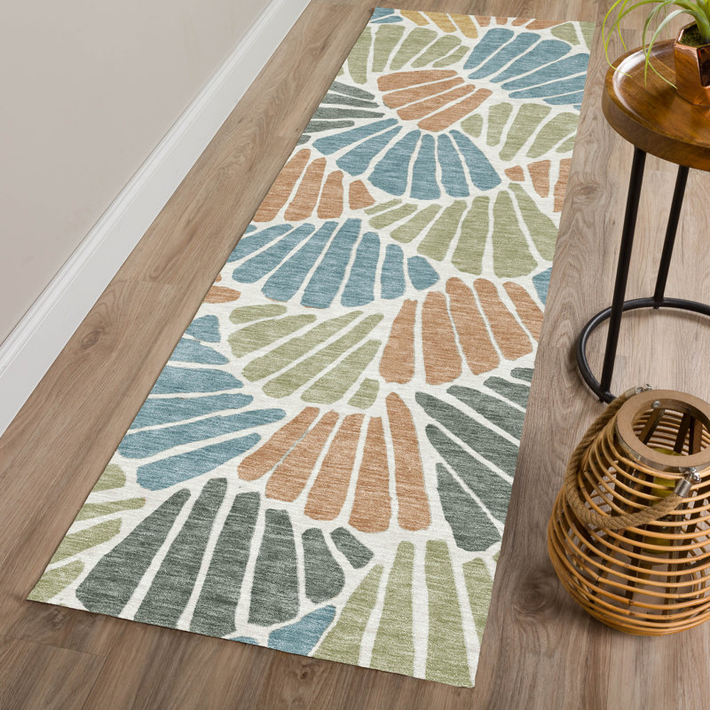 Machine Washable Indoor/Outdoor Jozwiak ACN2384 Floral Rug, Runner 2'3" x 7'6"