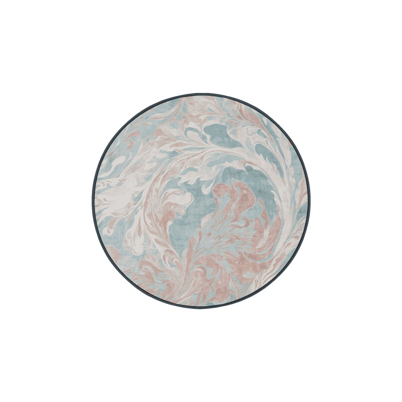 Machine Washable Gray Area Rug, Round 7'