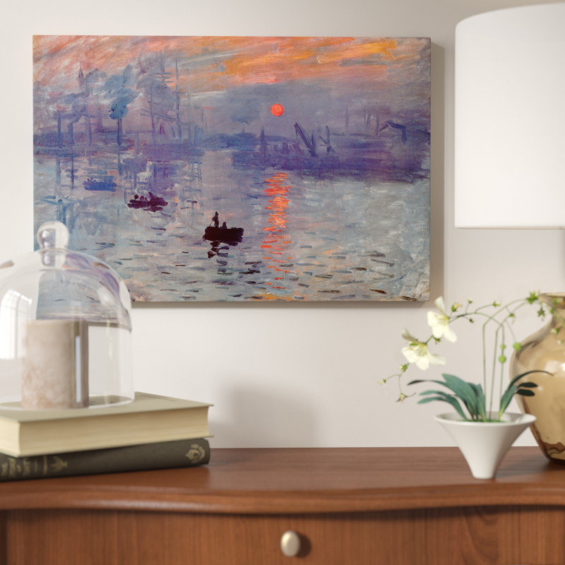 « lever l’impression » par claude monet, reproduction d’art sur toile tendue, H 12 po x l 18 po x P 1,5 po