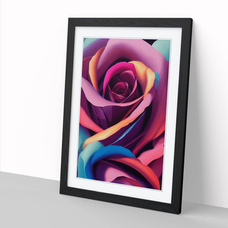 Rose In Abstract Vol.4 - Single Picture Frame Painting, Black, 64cm H x 46cm W x 2cm D