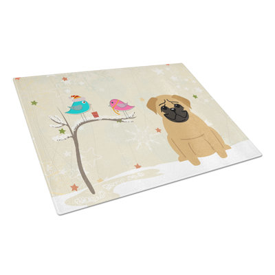 Caroline's Treasures Christmas Presents Glass Pug Cutting Board