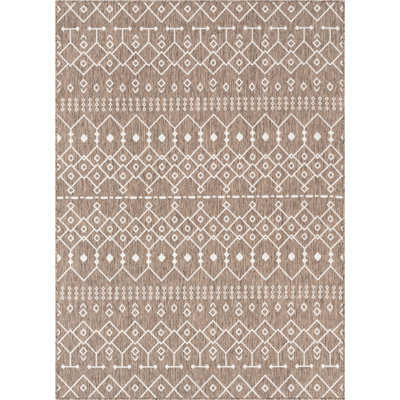 Tapis brun / taupe intérieur / extérieur Marshanna Nord Trellis
