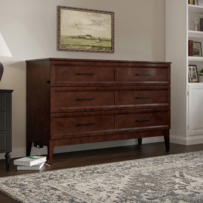 Pfeffer Solid Wood Murphy Bed Chest with 6" Mattress and Built-in Charger