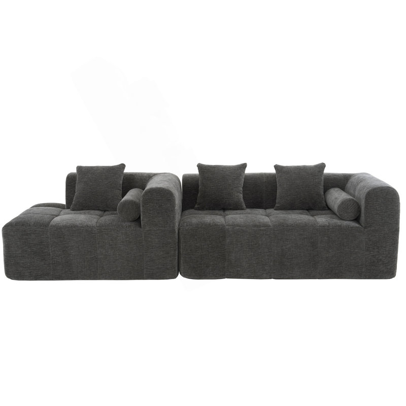 2 - Piece Upholstered Sectional, Gray Chenille