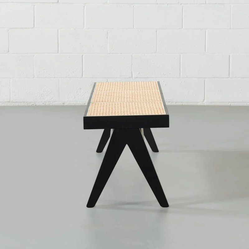 Shawn Cane Wood Bench, Black