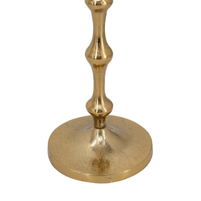 D5.5X23.5" Slender Aluminum Taper Candle Holder With Bead Accents, Bronze