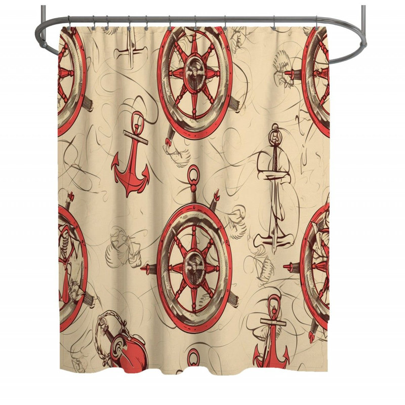 Rideau de douche nautique - décor de salle de bain bord de mer, H 83 po x l 70 po
