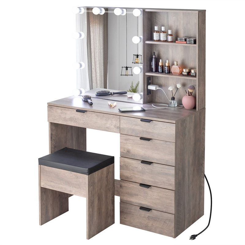 Coiffeuse avec miroir, Gris