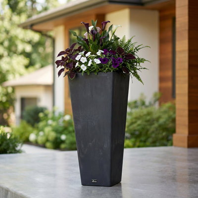 Valencia 10.5"x24"H Square Planter with Water Tray
