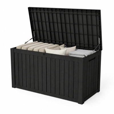 150 Gallon Extra-Large Deck Box with Hydraulic-Assisted Lid & Lockable Design