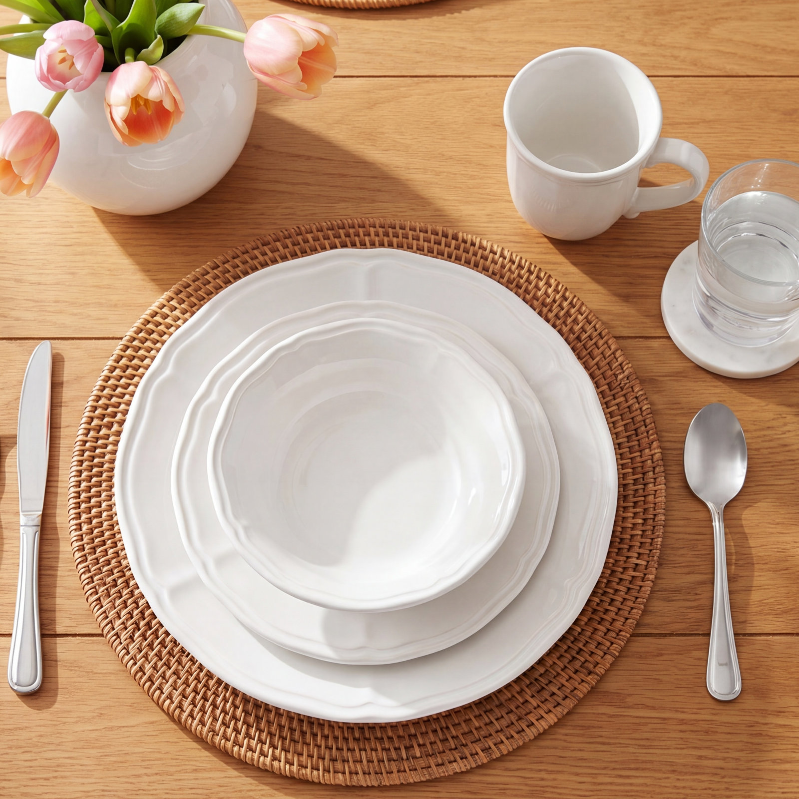 Siena Stoneware Dinnerware Set, White