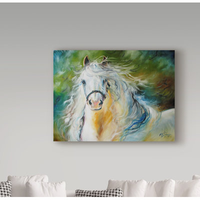 Duniya «White Cloud The Andalusian Stallion», reproduction de peinture acrylique sur toile tendue