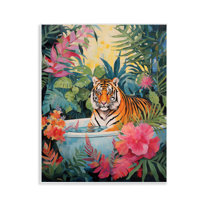 Plaque murale Tiger in Luxurious Bath, design par Heidi Kuntz