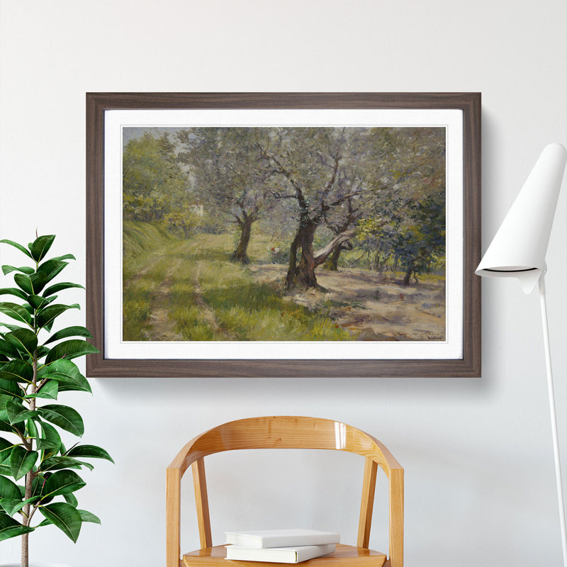 The Olive Grove by William Merritt Chase - Picture Frame Painting, 48cm H x 65cm W x 2cm D, Walnut Framed