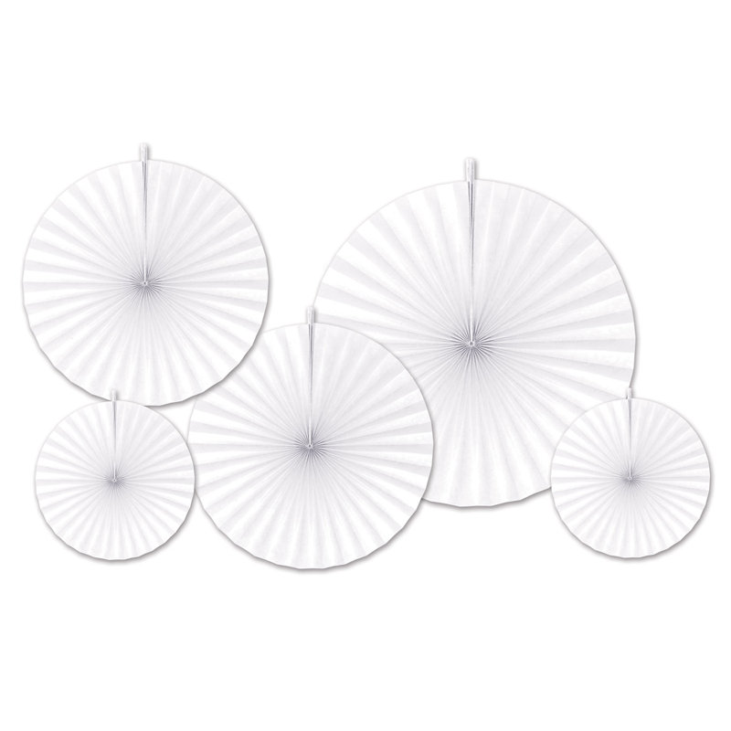 Ensemble de décoration murales de ventilateur en papier 5 pièces accordéon, Blanc