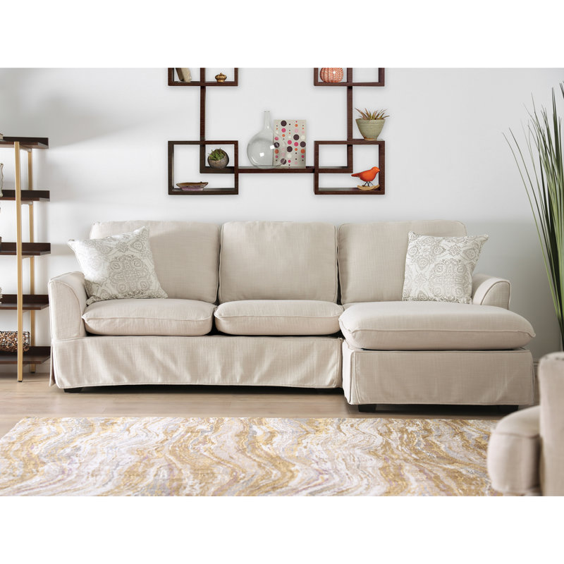 Daivelis Upholstered L-Shaped Sectional Right Hand Facing, Beige 100% Polyester