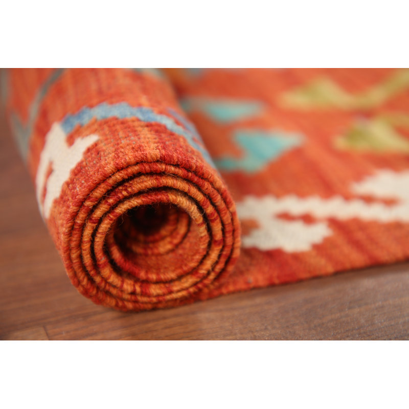 Tapis oriental réversible en laine Kilim 6 x 8