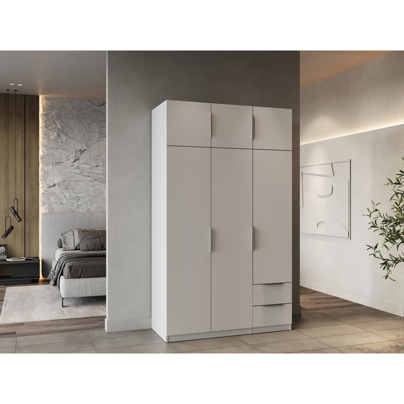 Nikoll 6 Door Manufactured Wood Wardrobe, 203cm H x 119.4cm W x 51.1cm D, White