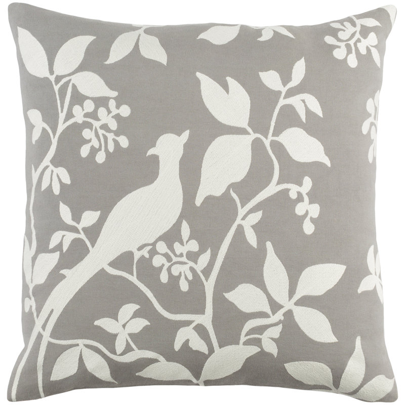 Kingdom Embroidered Cotton Reversible Throw Pillow, Medium Gray, Pillow Cover Only